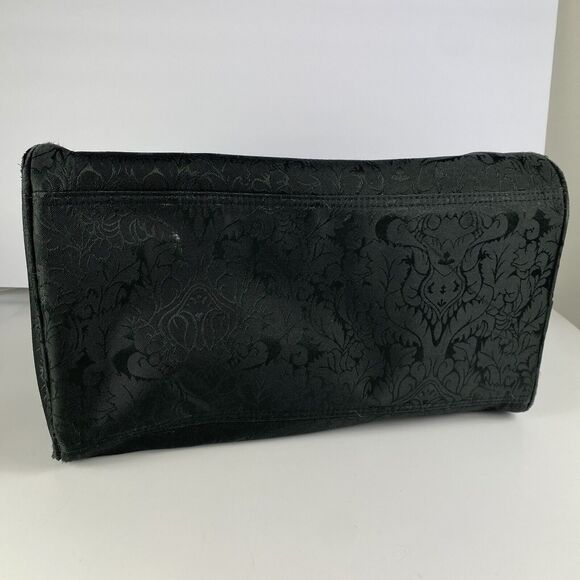 VTG Ricardo Beverly Hills Carry On Travel Bag Black Floral Tapestry Luggage Bag - Picture 9 of 15